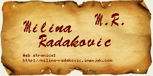 Milina Radaković vizit kartica